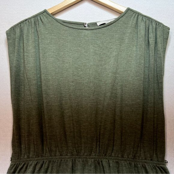 Ann Taylor Loft Womens A-Line Blouson Midi Dress Small Green Sleeveless Casual - Picture 4 of 10